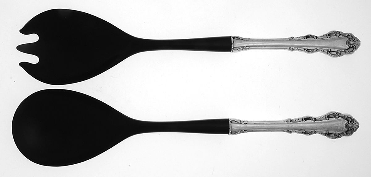 Dresden Scroll (Sterling, 1971) Plastic Bowl 2-Piece Salad Set by Lunt Silver-1