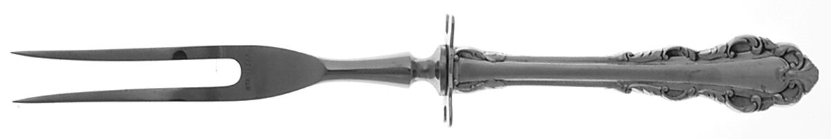 Dresden Scroll (Sterling, 1971) Small Carving Fork W/Sterling Guard by Lunt Silver-1