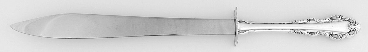 Dresden Scroll (Sterling, 1971) Large Carving/Roast Knife StnlBl w/Sterling Guard by Lunt Silver-1
