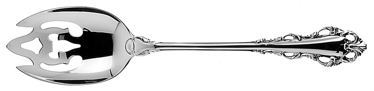Dresden Scroll (Sterling, 1971) Pierced Tablespoon (Serving Spoon) by Lunt Silver-1