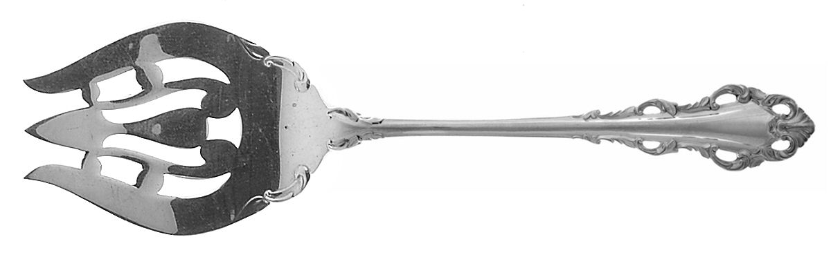 Dresden Scroll (Sterling, 1971) Medium Solid Cold Meat Serving Fork by Lunt Silver-1