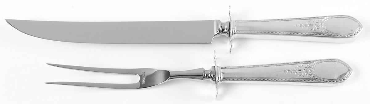 Early American-Engraved (Sterling, 1926) (2 Pc)Carving Set-Lg Stnbl/Roast w/Sterling Guard by Lunt Silver-1