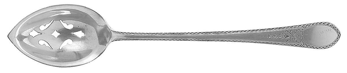 Early American-Engraved (Sterling, 1926) Pierced Bowl Short Handle Olive Spoon by Lunt Silver-1