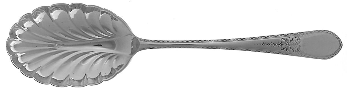 Early American-Engraved (Sterling, 1926) Large Solid Shell Berry/Casserole Spoon by Lunt Silver-1