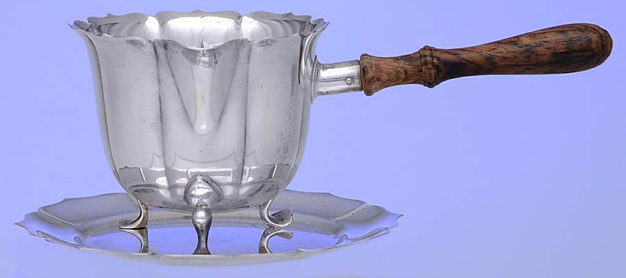 Early Dublin (Sterling, Hollowware) Pipkin & Tray by Lunt Silver-1