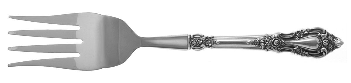 Eloquence (Sterling, 1953) Cold Meat Fork Large, Stainless Tines HC by Lunt Silver-1