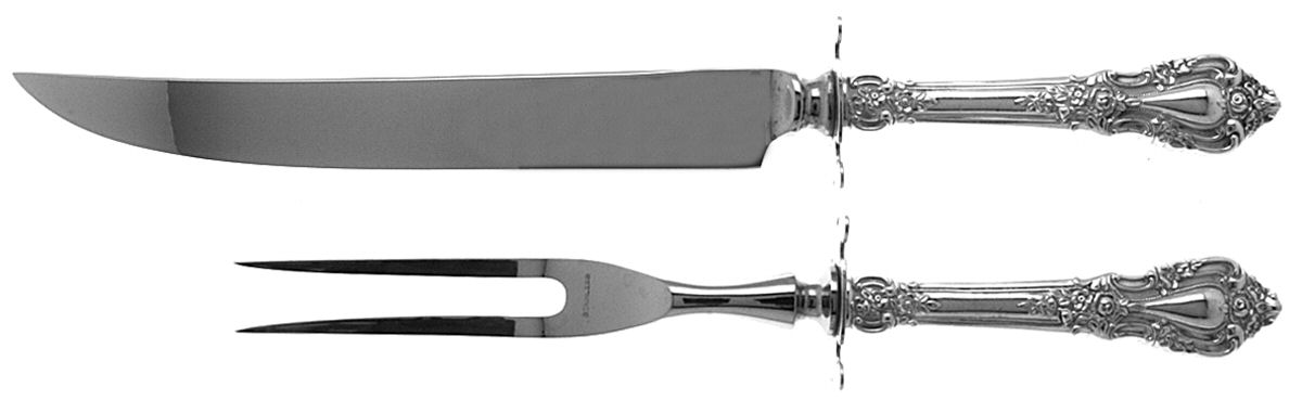 Eloquence (Sterling, 1953) Large 2-Piece Roast Carving Set w/ Stainless Blade by Lunt Silver-1