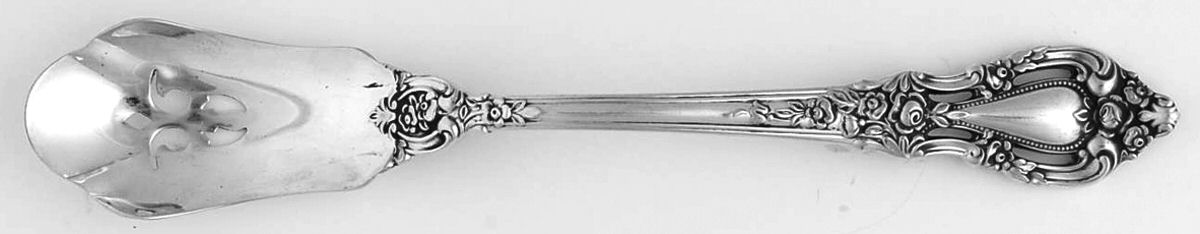 Eloquence (Sterling, 1953) Short Handled Olive Spoon with Pierced Bowl by Lunt Silver-1