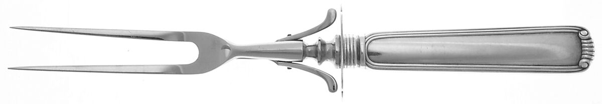 Embassy Scroll (Sterling, 1981, no monograms) Lg Carving/Roast Fork-Stn Prong w/Sterling Guard by Lunt Silver-1