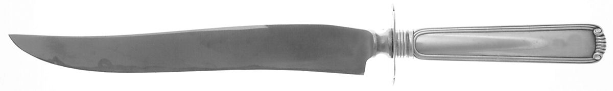 Embassy Scroll (Sterling, 1981, no monograms) Large Carving/Roast Knife StnlBl w/Sterling Guard by Lunt Silver-1