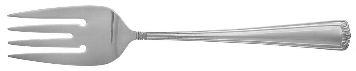 Embassy Scroll (Sterling, 1981, no monograms) Small Solid Cold Meat Serving Fork by Lunt Silver-1