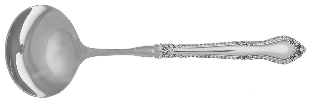 English Georgian (Silverplatelate, 1980) Gravy Ladle with No Spout Stainless Bowl HC by Lunt Silver-1