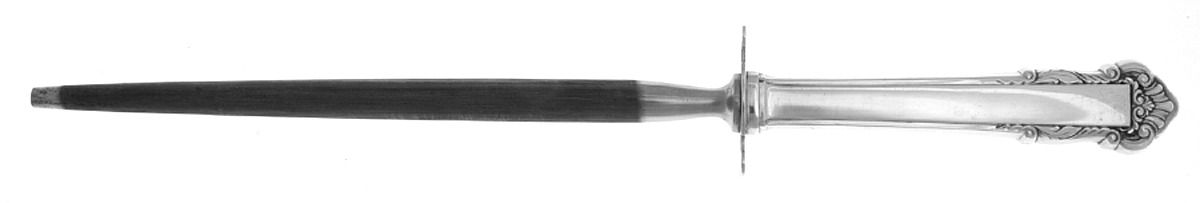 English Shell (Sterling, 1937) Large Roast Steel Rod Knife Sharpener by Lunt Silver-1