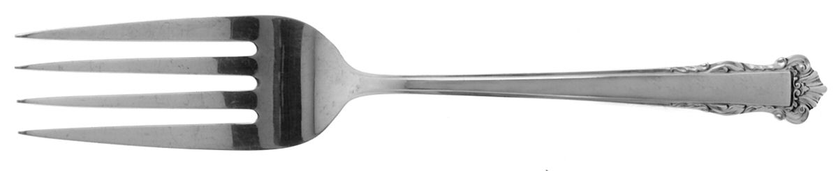 English Shell (Sterling, 1937) Small Solid Cold Meat Serving Fork by Lunt Silver-1