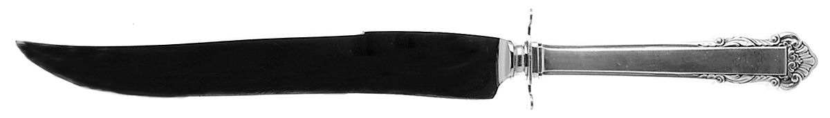 English Shell (Sterling, 1937) Large Stainless Blade Roast Carving Knife by Lunt Silver-1