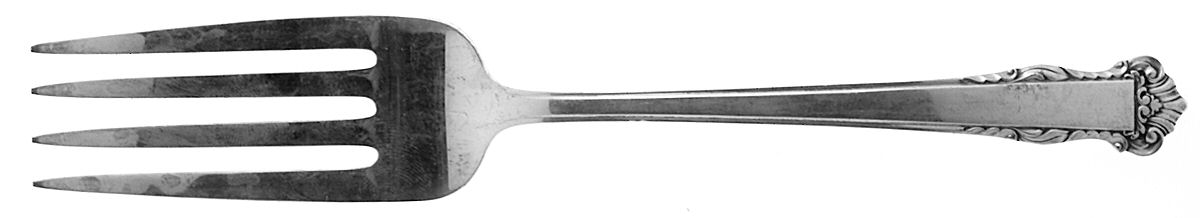 English Shell (Sterling, 1937) Large Solid Cold Meat Serving Fork by Lunt Silver-1