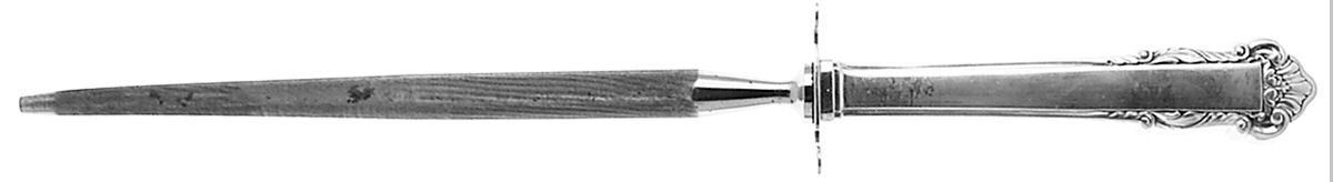 English Shell (Sterling, 1937) Large Roast Steel Rod Knife Sharpener by Lunt Silver-1