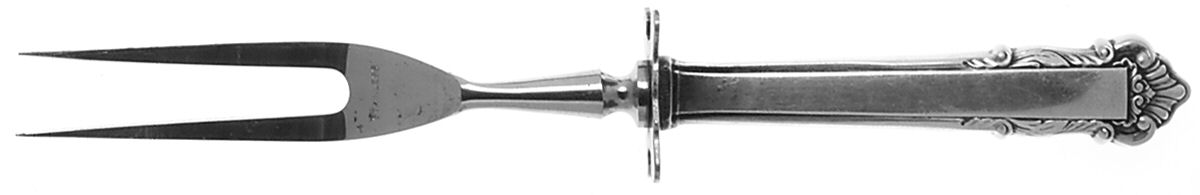 English Shell (Sterling, 1937) Small Steak Carving Fork with Stainless Prongs by Lunt Silver-1