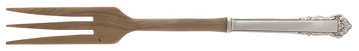 English Shell (Sterling, 1937) Salad Serving Fork with Wooden Prongs by Lunt Silver-1