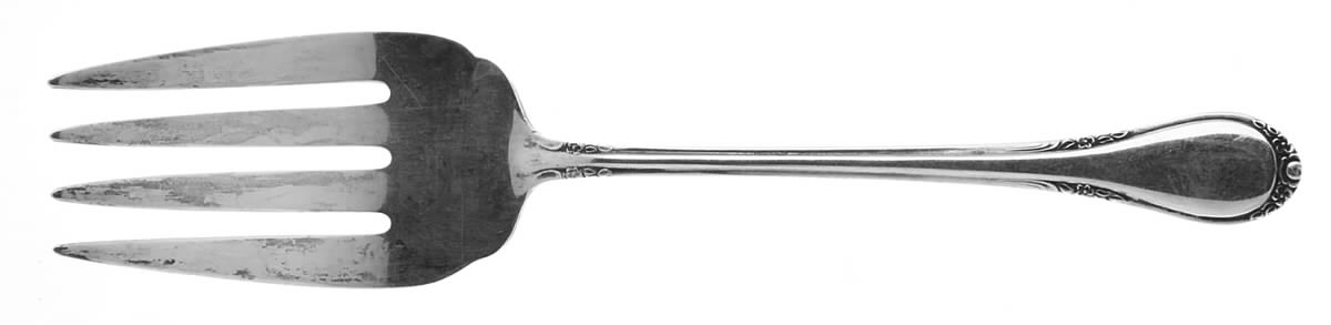 Evening Rose (Sterling, 1952) Small Solid Cold Meat Serving Fork by Lunt Silver-1