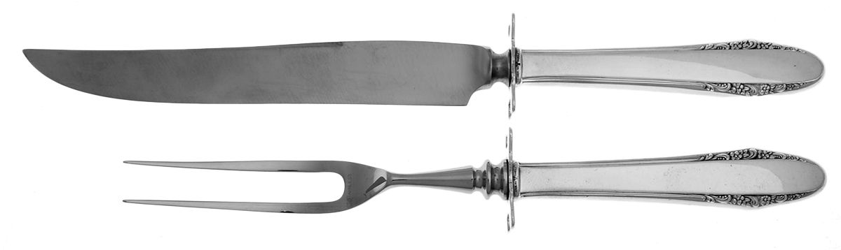 Festival (Sterling, 1936) 2 Piece Small Carving Set W/ Sterling Guard by Lunt Silver-1
