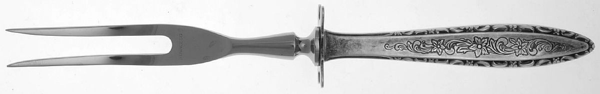 Floral Lace (Sterling, 1967) Small Carving Fork W/Sterling Guard by Lunt Silver-1