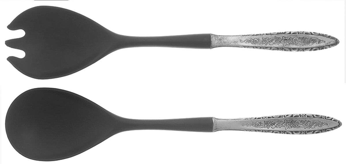 Floral Lace (Sterling, 1967) Plastic Bowl 2-Piece Salad Set by Lunt Silver-1