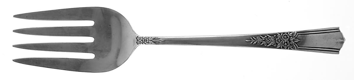 Gaycourt (Sterling, 1938) Medium Solid Cold Meat Serving Fork by Lunt Silver-1
