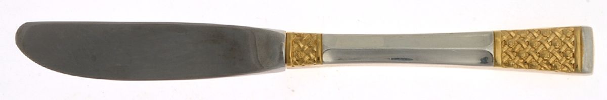 Golden Columbine (Sterling, 1973) Modern Hollow Butter Spreader (Stainless) by Lunt Silver-1