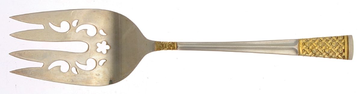 Golden Columbine (Sterling, 1973) Medium Solid Cold Meat Serving Fork by Lunt Silver-1