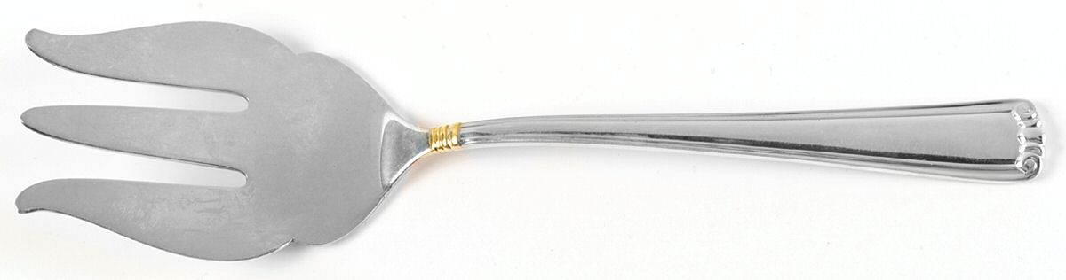 Golden Embassy Scroll (Sterling) Large Solid Fish Serving Fork by Lunt Silver-1
