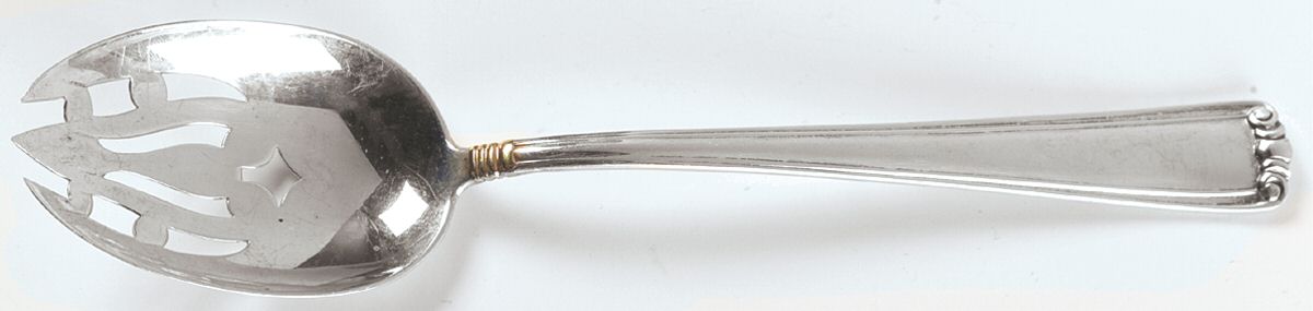 Golden Embassy Scroll (Sterling) Pierced Tablespoon (Serving Spoon) by Lunt Silver-1