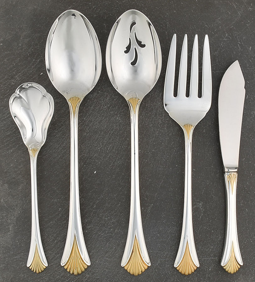 Golden Regency Shell (Sterling, 1989) 5 Piece Hostess Set by Lunt Silver-1