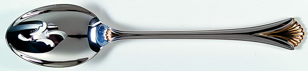 Golden Regency Shell (Sterling, 1989) Pierced Tablespoon (Serving Spoon) by Lunt Silver-1