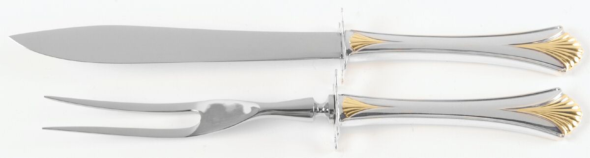 Golden Regency Shell (Sterling, 1989) Small Stainless Blade 2-Piece Steak Carving Set by Lunt Silver-1