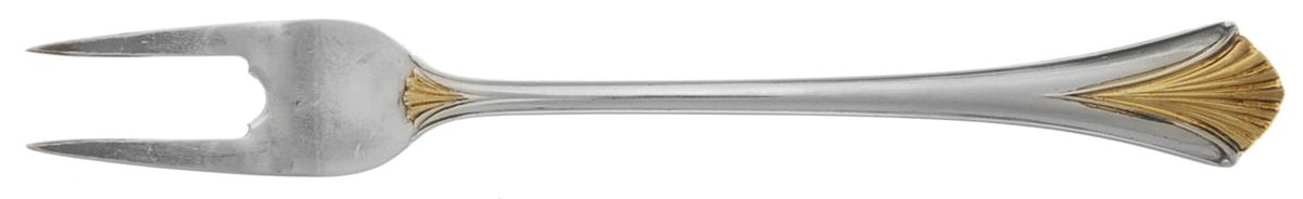 Golden Regency Shell (Sterling, 1989) Short Handle Pickle/Olive Fork by Lunt Silver-1