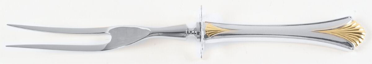 Golden Regency Shell (Sterling, 1989) Small Steak Carving Fork with Stainless Prongs by Lunt Silver-1