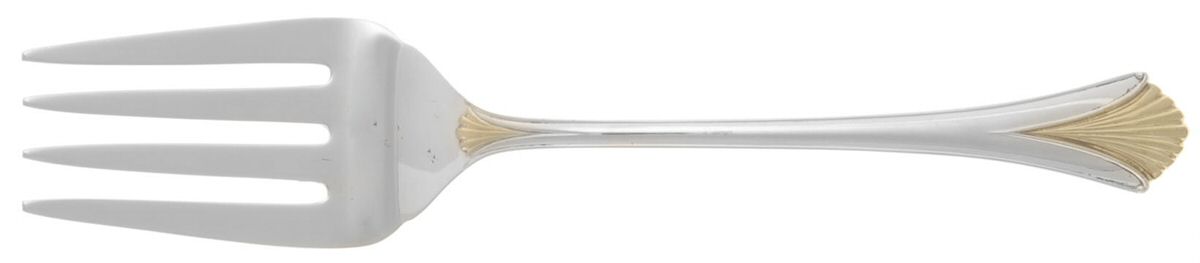 Golden Regency Shell (Sterling, 1989) Small Solid Cold Meat Serving Fork by Lunt Silver-1