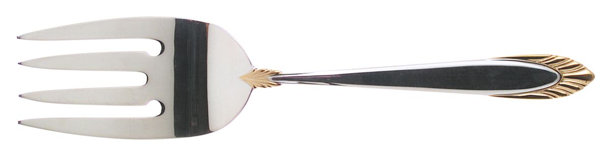 Golden Soleil (Sterling, 1995) Medium Solid Cold Meat Serving Fork by Lunt Silver-1