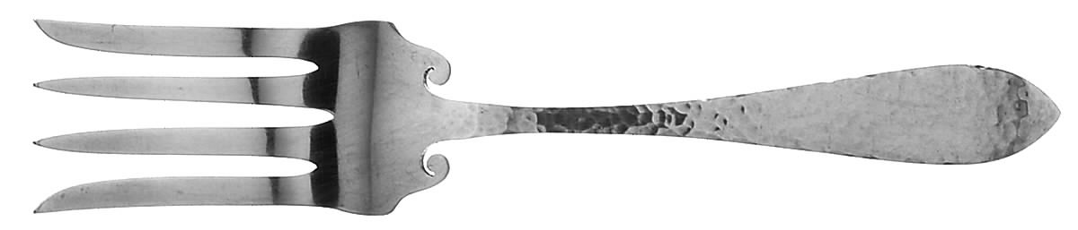 Jefferson-Hand Hammered (Sterling, 1903) Fork-Cold Meat/Servg-Sm/Solid by Lunt Silver-1