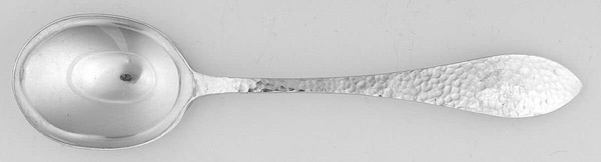 Jefferson-Hand Hammered (Sterling, 1903) Round Bowl Soup Spoon (Gumbo) by Lunt Silver-1