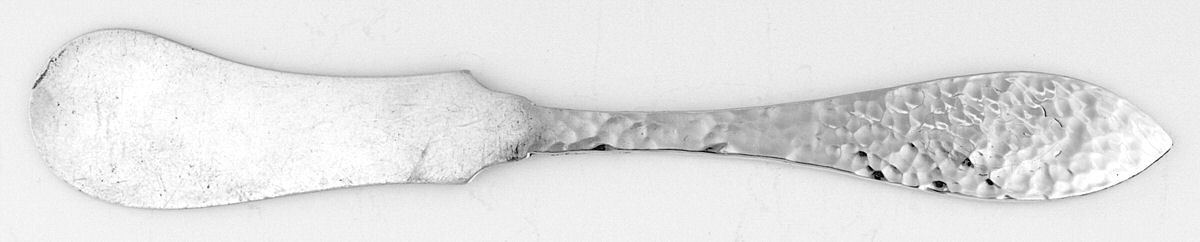 Jefferson-Hand Hammered (Sterling, 1903) Flat Handle Butter Spreader by Lunt Silver-1