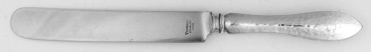 Jefferson-Hand Hammered (Sterling, 1903) Old French Hollow Knife with Bolster by Lunt Silver-1