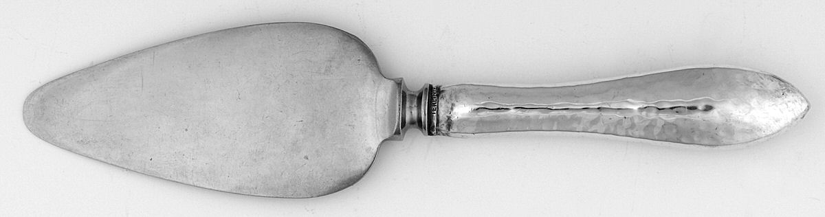 Jefferson-Hand Hammered (Sterling, 1903) Cheese Server with Stainless Blade by Lunt Silver-1