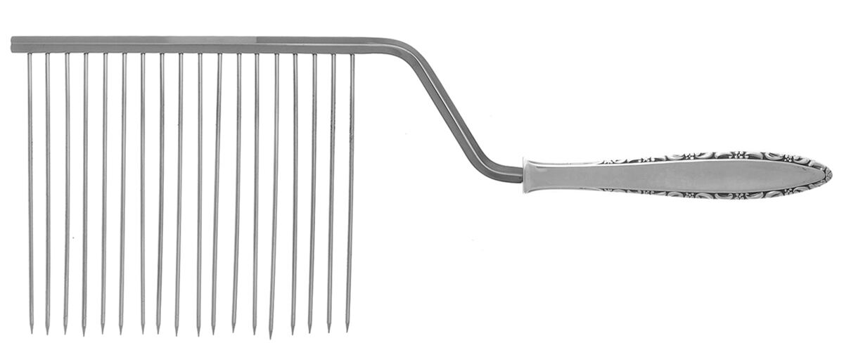 Lace Point (Sterling, 1965) Cake Breaker with Silverplate Prongs HC by Lunt Silver-1