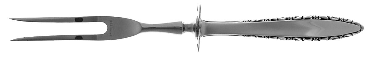Lace Point (Sterling, 1965) Small Carving Fork W/Sterling Guard by Lunt Silver-1