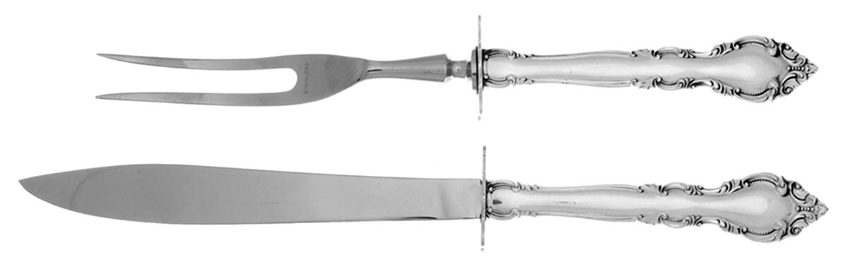 Malvern (Sterling, 1970) Small Stainless Blade 2-Piece Steak Carving Set by Lunt Silver-1
