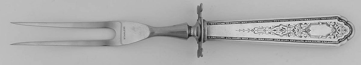 Mary II (Sterling, 1923) Large Stainless-Prong Roast Carving Fork by Lunt Silver-1