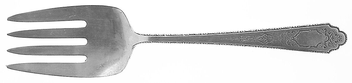 Mary II (Sterling, 1923) Large Solid Cold Meat Serving Fork by Lunt Silver-1