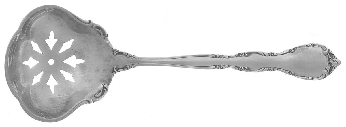 Mignonette (Sterling, 1960, No Monograms) Solid Bon Bon Spoon with Pierced Bowl by Lunt Silver-1